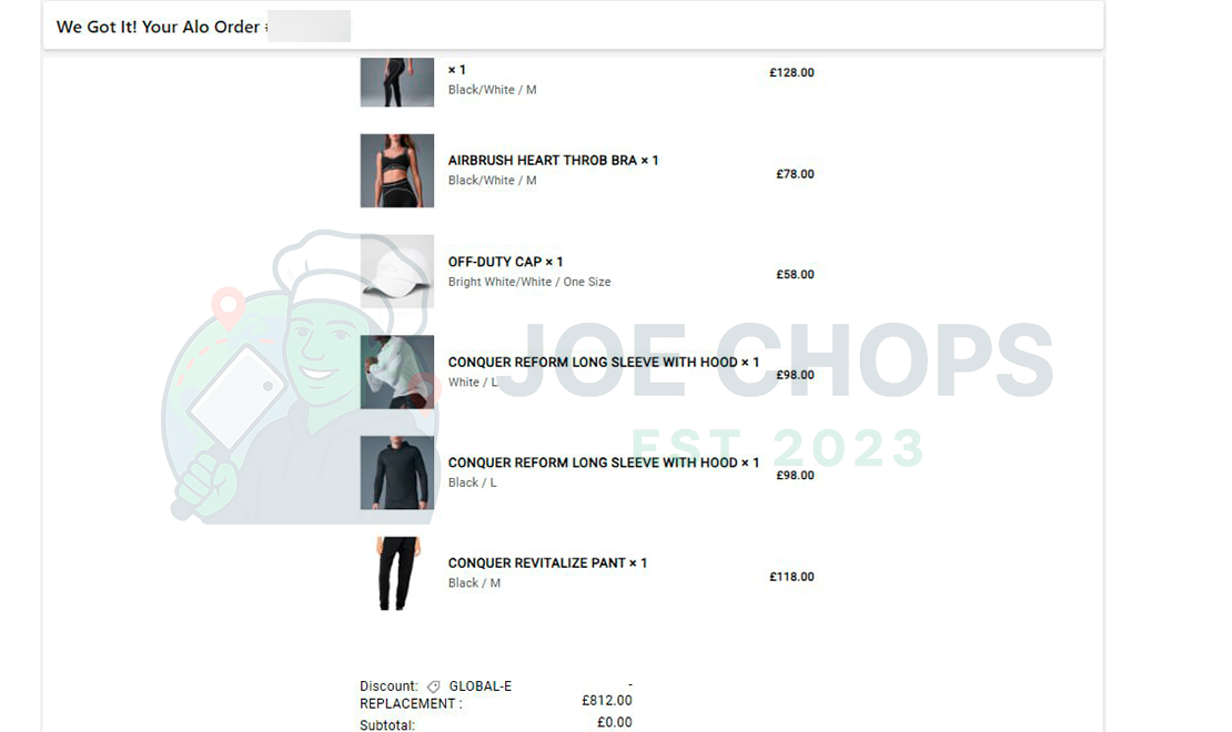 Alo Yoga Order Success